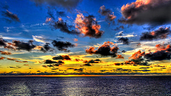 Nature, Sky, Sea, Clouds, Color, Colors, Evening, Shadows HD wallpaper