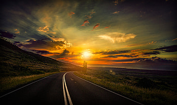 Cool Sunset Road View , sunset, road, nature HD wallpaper