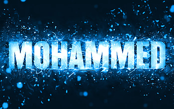 Happy Birtay Mohammed, , blue neon lights, Mohammed name, creative, Mohammed Happy Birtay, Mohammed Birtay, popular american male names, with Mohammed name, Mohammed HD wallpaper