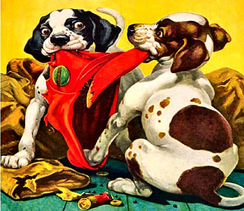 Puppy War - Dogs F, animal, art, dogs, beautiful, illustration, artwork, wide screen, painting, pets, canine, hat HD wallpaper