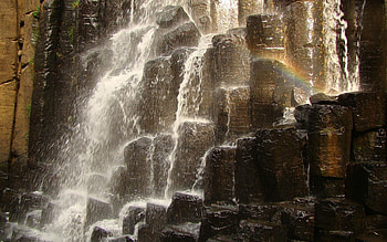 Nature, Stones, Rainbow, Rocks, Waterfall, Spray, Murmur, Gurgling, Noise HD wallpaper