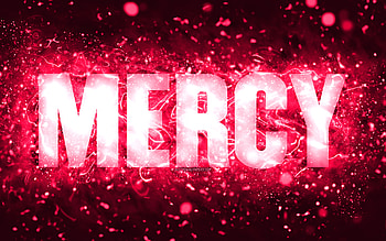Happy Birtay Mercy, , pink neon lights, Mercy name, creative, Mercy Happy Birtay, Mercy Birtay, popular american female names, with Mercy name, Mercy HD wallpaper