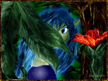 Hiding Elf, leaves, 3d, flower, elf, tree HD wallpaper