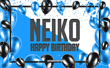 Happy Birtay Neiko, Birtay Balloons Background, Neiko, with names, Neiko Happy Birtay, Blue Balloons Birtay Background, Neiko Birtay HD wallpaper