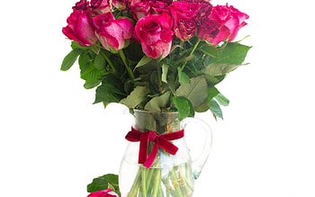 •ღ✿ღ•, bouquet, roses, love, ribbon, vase HD wallpaper