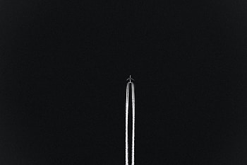 Sky, Night, Minimalism, Plane, Airplane, Track, Trace, Takeoff HD wallpaper