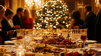 Festive Feast: A Holiday Party Celebration, holiday party, Christmas, table setting, christmas ornaments HD wallpaper