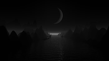 90s Raytraced Landscape Night, landscape, artist, artwork, digital-art, dark, moon HD wallpaper