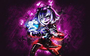 Super Galaxy Annie, League of Legends, purple stone background, main characters, Super Galaxy Annie LoL, League of Legends characters, Super Galaxy Annie League of Legends HD wallpaper
