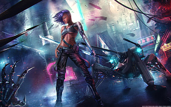 Asian Cyberpunk, fantasy-girls HD wallpaper