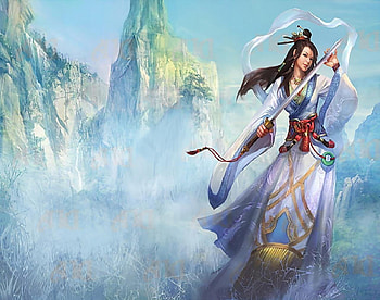 Fantasy Woman, Sword, Mist, Woman, Mountains, Fantasy HD wallpaper