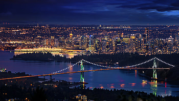 Vancouver Downtown Night Cityscape HD wallpaper