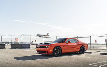 Dodge Challenger SRT, , front view, exterior, SRT8, american sports car, orange Challenger SRT, Dodge HD wallpaper