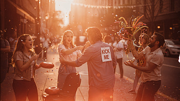 April Fools : Sunset Kick-Me Street Prank, Party, Confetti HD wallpaper