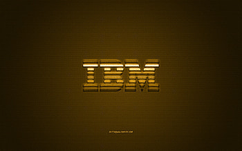 IBM logo, gold carbon texture, IBM emblem, IBM gold logo, IBM, gold background HD wallpaper