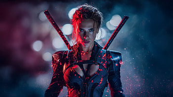 Black Widow Warrior With Katana, black-widow, scarlett-johansson, superheroes, artwork, art, digital-art, ai HD wallpaper