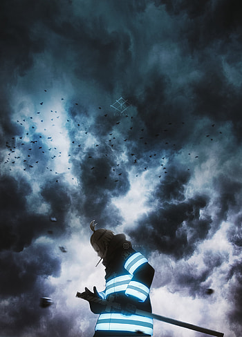 Arthur Boyle, Arthur_Boyle, fireforce, clouds, fire_force_, anime, fire_force HD phone wallpaper