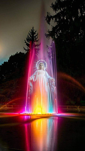 Virgen, sky, fountain HD phone wallpaper