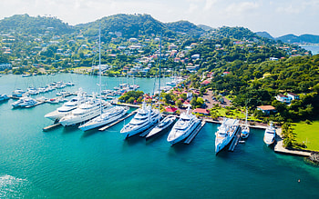 Caribbean tropical islands, Saint Lucia sea bay, Yachts sailboats, High-quality HD wallpaper