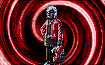 Karve, red grunge background, Fortnite, vortex, Fortnite characters, Karve Skin, Fortnite Battle Royale, Karve Fortnite HD wallpaper