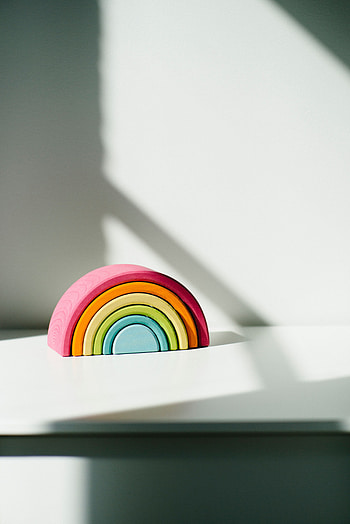 Rainbow, Minimalism, Toy, Shadows HD phone wallpaper