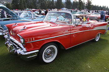 1957 Chevrolet Bel Air, headlights, white, graphy, red, tires, Chevrolet HD wallpaper