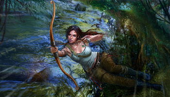 Tomb Raider, video game, archer, dive, art HD wallpaper