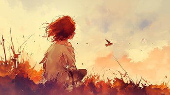 Peaceful Girl Watching Birds In The Breeze, relaxing, ai, alone, artist, artwork, digital-art HD wallpaper