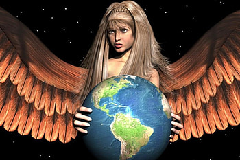 Angel, world, abstract, fantasy HD wallpaper
