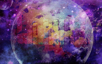 Planet equalizer, space, clouds, colors, music HD wallpaper