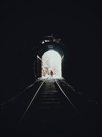 Dark, Silhouette, Miscellanea, Miscellaneous, Tunnel, Rails HD phone wallpaper