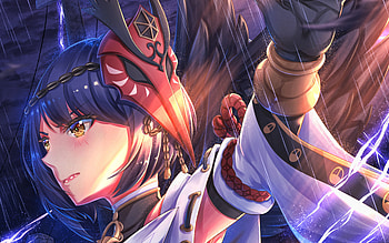 Kujou Sara, , battle, Genshin Impact, protagonist, manga, Kujou Sara Genshin Impact HD wallpaper