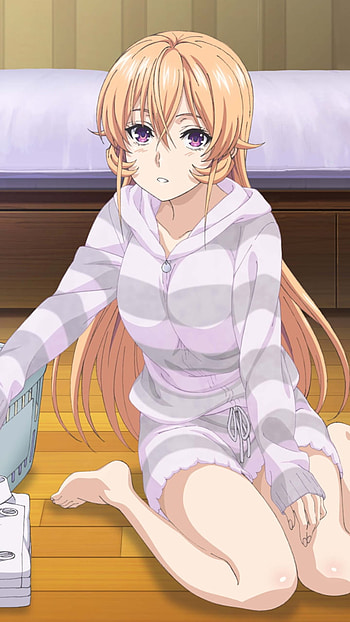 purple eyes, blonde, long hair, Anime, Food Wars: Shokugeki no Soma HD phone wallpaper
