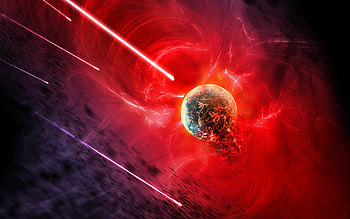 planet destruction, , galaxy, space object, asteroids, red neon lights, sci-fi, universe, NASA, 3D art HD wallpaper