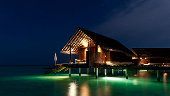 Maldives at Night, Tropical, Resors, Holiday, Sea HD wallpaper