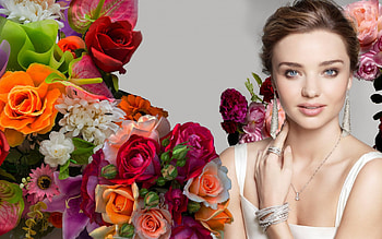 Miranda Kerr, model, flower, bgdan13, girl, woman HD wallpaper