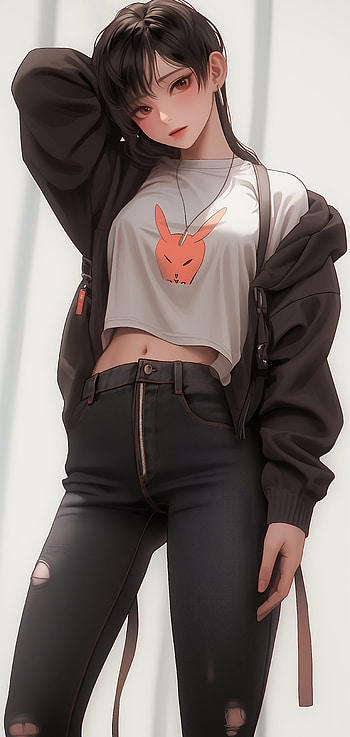cartoon, girl, jeans, Beautiful Girl, cute HD phone wallpaper