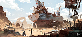 Sci-Fi Wasteland: Post-Apocalyptic Ocean Giant, Sci Fi, post apocalyptic HD wallpaper
