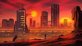 City Sun Down , city, artist, artwork, digital-art, artstation HD wallpaper