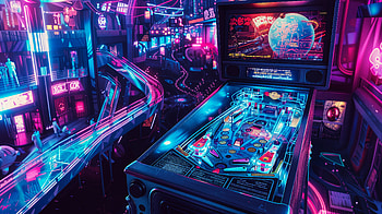 Neon Arcade Vibes: A Stunning Ultra, arcade machine, neon, arcade, pinball, cyberpunk HD wallpaper