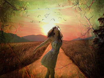 Care Girl, girl, care, sunset, path HD wallpaper