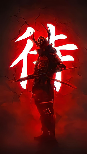 Samurai, red, sword, cool HD phone wallpaper