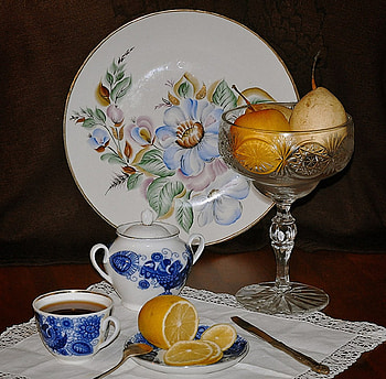 Still Life, tea, cup, lemon HD wallpaper