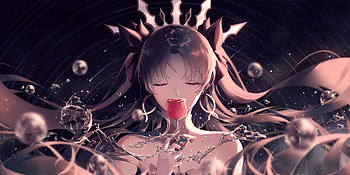 Manifestation of Beauty, fate stay night, long hair, beauty, nice, crown, rose, lady, flower, maiden, , water, female, sweet, magic, divine, gorgeous, ishtar, girl, beautiful, anime girl, tiara, anime, fantasy, pretty, fate grand order, red rose, princess, lovely, bubbles HD wallpaper