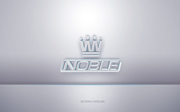Noble 3d white logo, gray background, Noble logo, creative 3d art, Noble, 3d emblem HD wallpaper