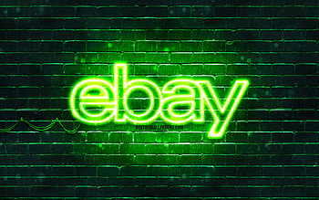 Ebay green logo, , green brickwall, Ebay logo, brands, Ebay neon logo, Ebay HD wallpaper