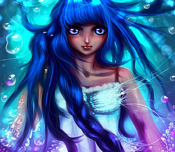 Aqua Girl, blue, colorful, colors, digital art, abstract, drawings, conceptual, female, most ed, attractions in dreams, weird things people wear, girl, paintings, creative pre-made, love four seasons, fantasy, draw and paint, illustrations, hair HD wallpaper