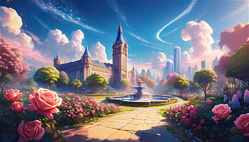 Rosette Garden, artistic, fantasy, landscape, rose, garden, fantasy landscape HD wallpaper