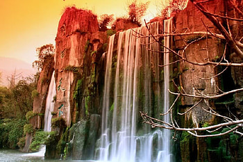 Great Waterfalls, falls, sky, water, rock HD wallpaper
