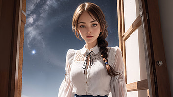 The Girl And Cosmic Window, ai-girls, ai, artist, artwork, digital-art, deviantart HD wallpaper
